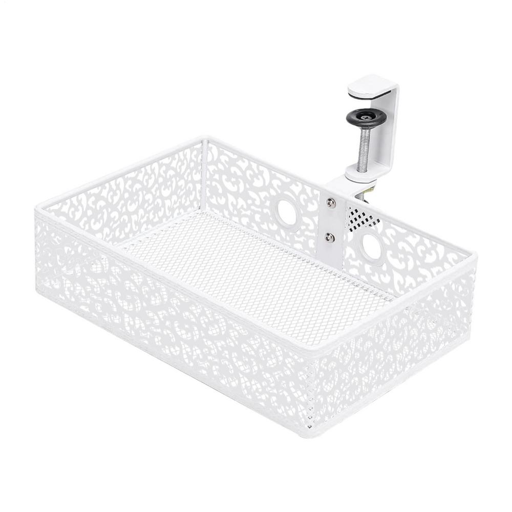 Hiddens Desktop Organizer 360 Degree Rotating Storage Basket Punch-free Hiddens Metal Storage Basket Desktop Storage Organizers