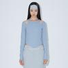 LALAFOX Shoulder Slit Halterneck T-Shirt Skyblue Shoulder Slit T-Shirt Bq4Cl007