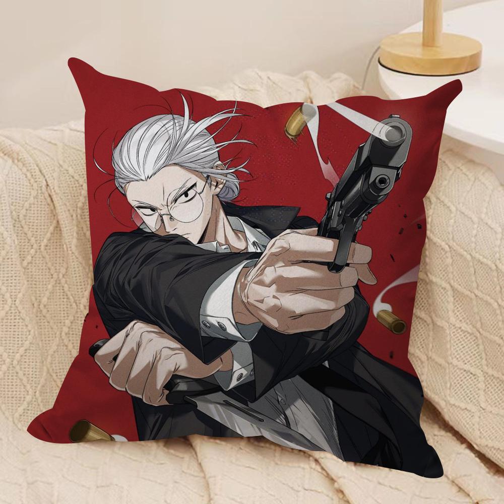 Anime S-Sakamoto Days Cushion Cover Soft Plush Double-Sided Pillow Cover Cozy Sofa Cushion Case Home Gift for Living Room