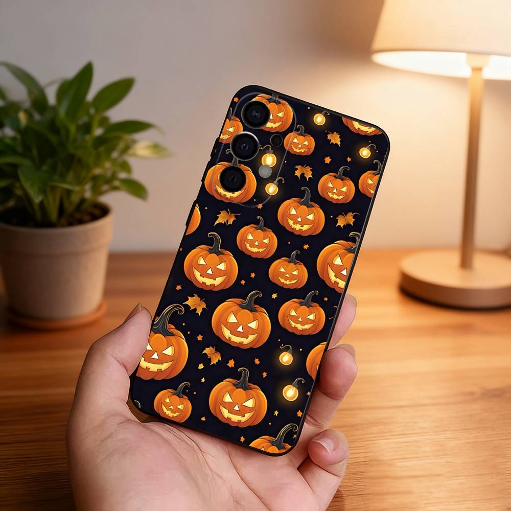 

Ins Halloween Cute Pumpkin Skull Phone Case For Samsung S25,S24,S21,S22,S23,S30,Ultra,S20,Plus,Fe,Lite,5G Black Cover Samsung S20ULTRA5G