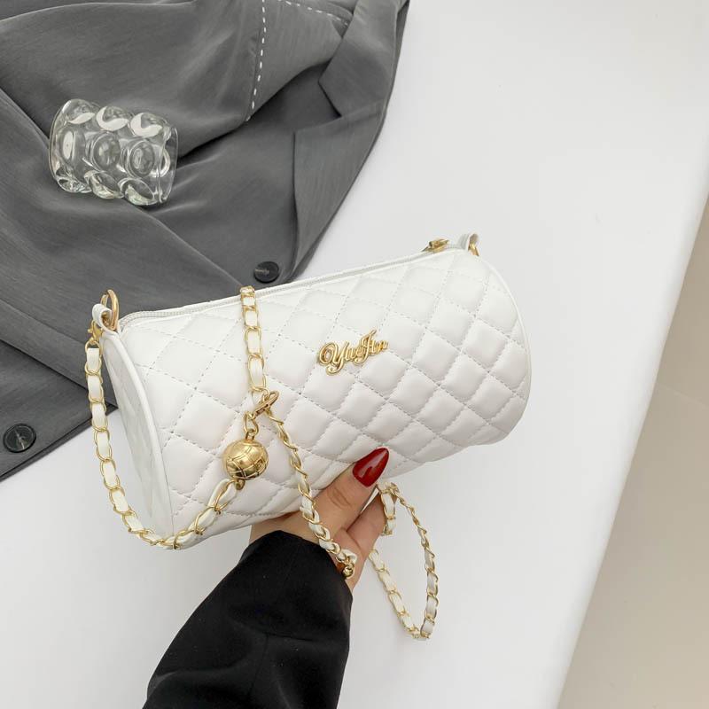 

New trendy and beautiful trendy shoulder messenger bag foreign style small bag women s 2024 casual Korean version fashion cylinder bag білий