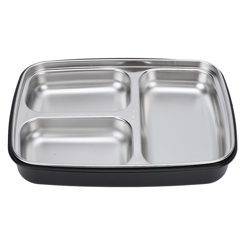 3 Compartment Insulated Lunch Box 304 Stainless Steel Food Storage Container  For Picnics