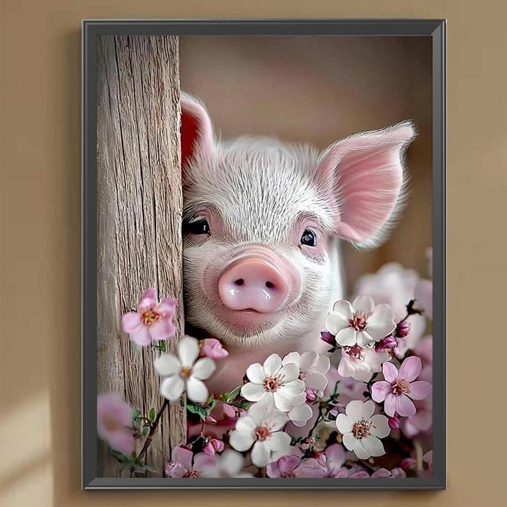 Maialino Rosa Full DIY 5D Pittura Diamante con Perline Rotonde per Adulti Decorazione Casa Pittura Diamante Gem Art 30x40cm