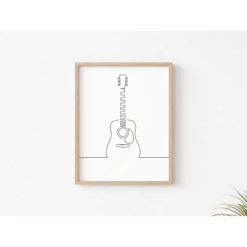 Nordisch Schwarz Weiß Musik Linienzeichnung Klaviertaste Gitarre Schlagzeug Poster Leinwandmalerei Wandkunst Bilder Zuhause Kinderzimmer Dekor