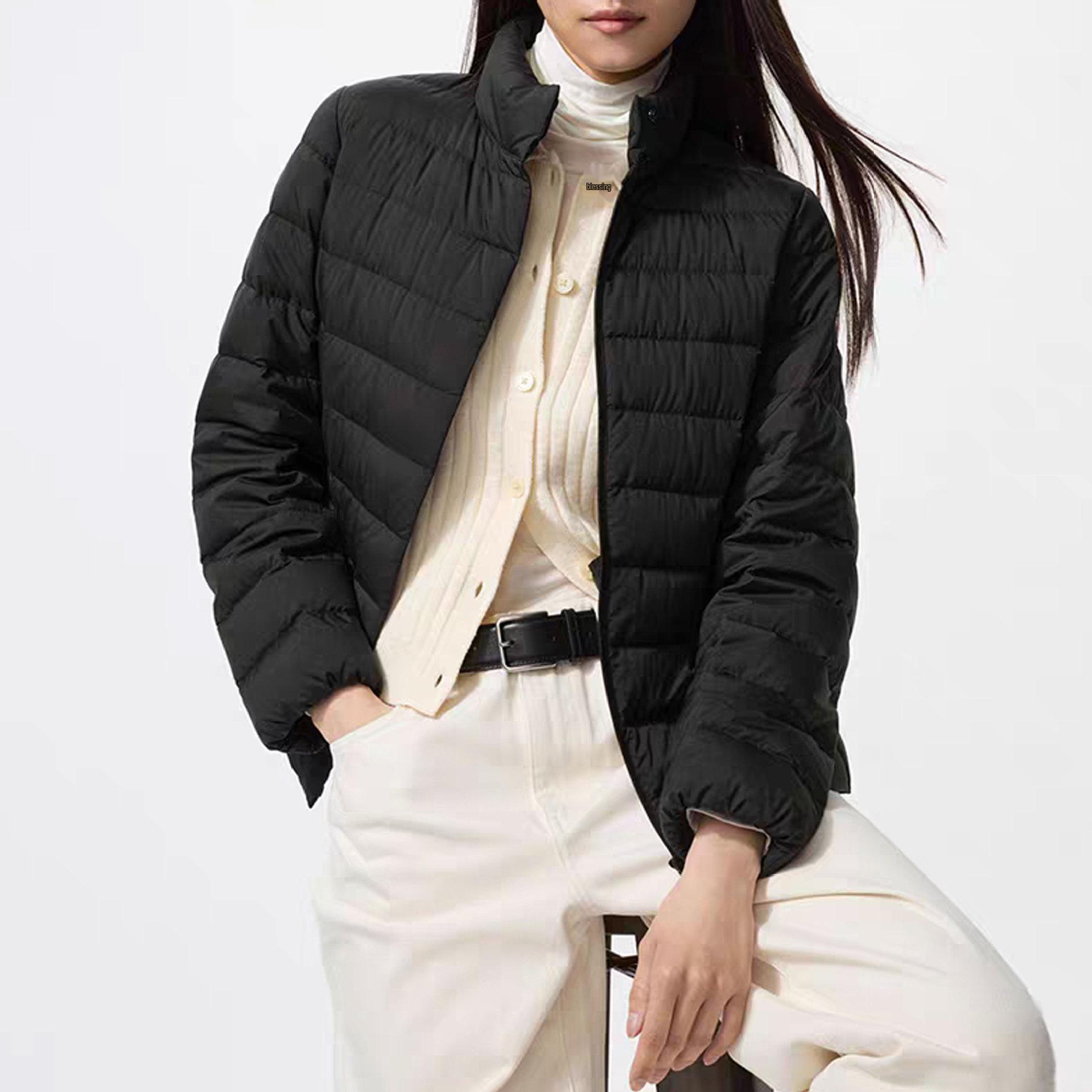 

Зимняя легкая куртка-пуховик с воротником-стойкой 2025 - Простая повседневная короткая верхняя одежда XL