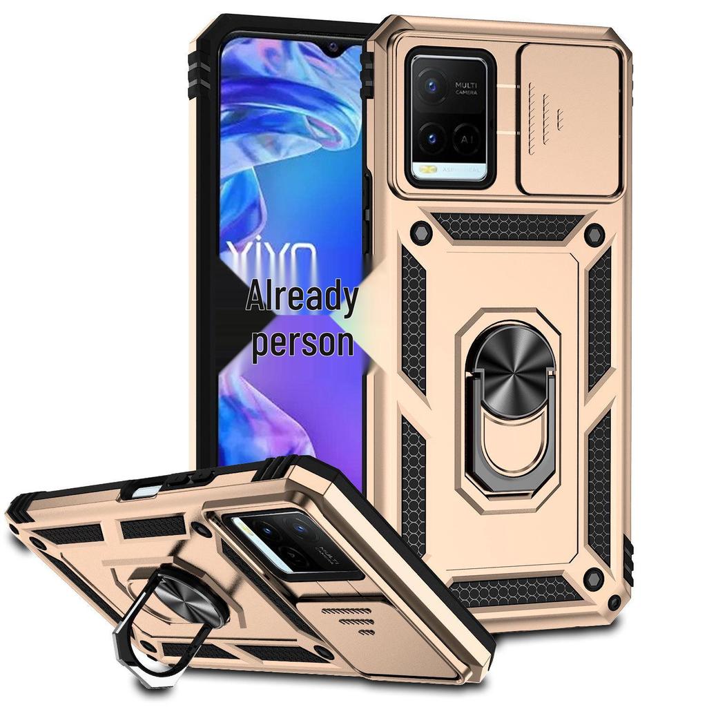 VIVO Y21/Y33S/Y20 Protective Push-Window Phone Case with Stand