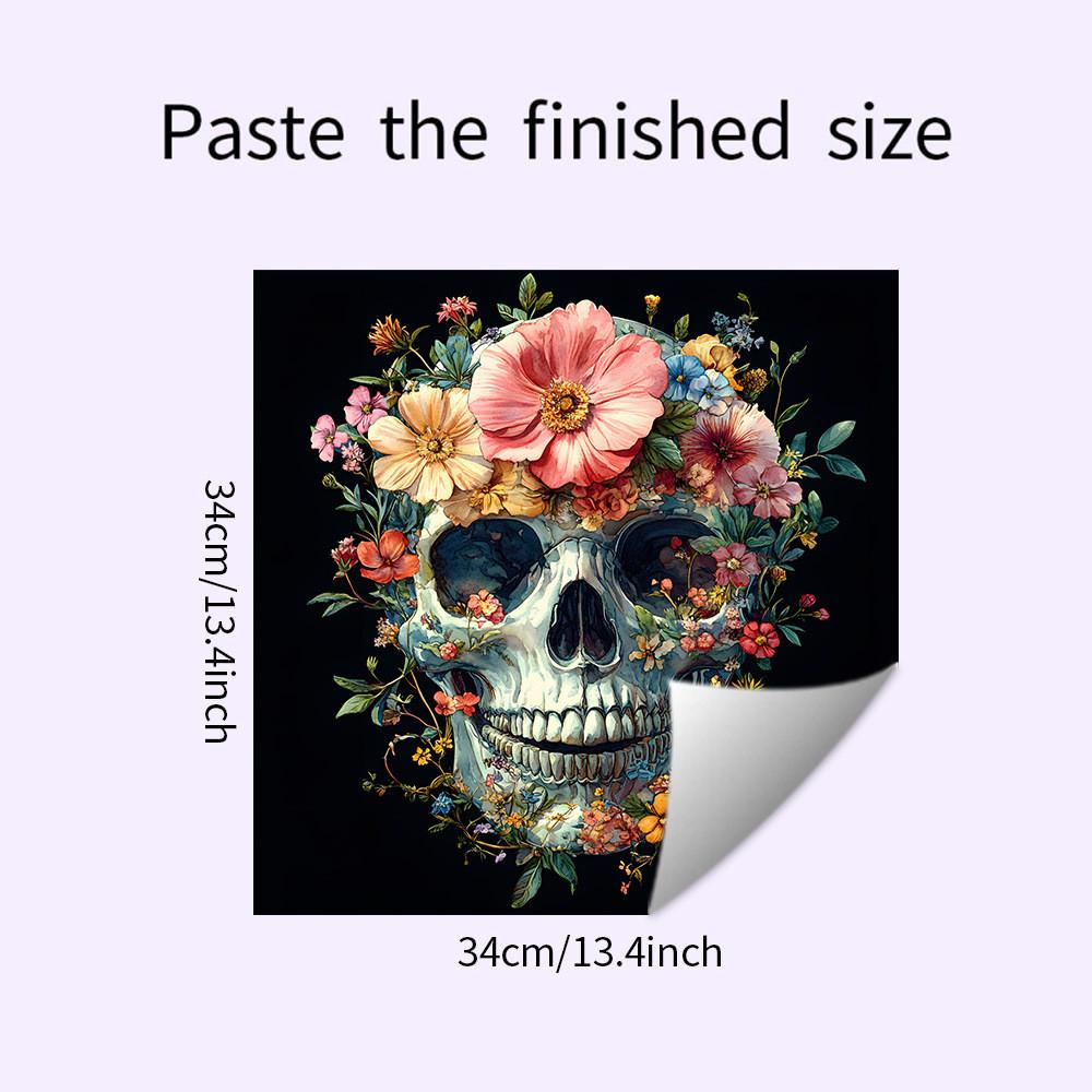 

Smiling Halloween Skull Covered In Flowers Glass Home Decoration Wall Stickers