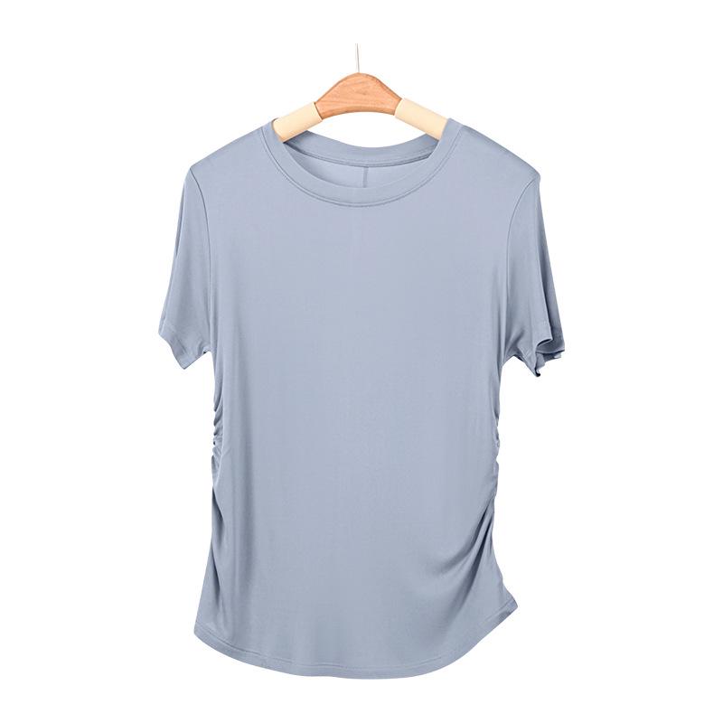 Hedvábné tričko s kulatým výstřihem, hedvábí morušovníkové, základní, pohodlné, všestranné, krátký rukáv