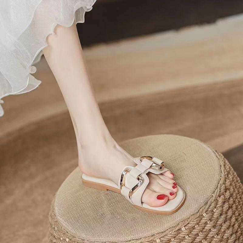 Women Single Flat Sandals Fashion Sexy Open Toe Outdoors Slides Office Ladies Party Shoes