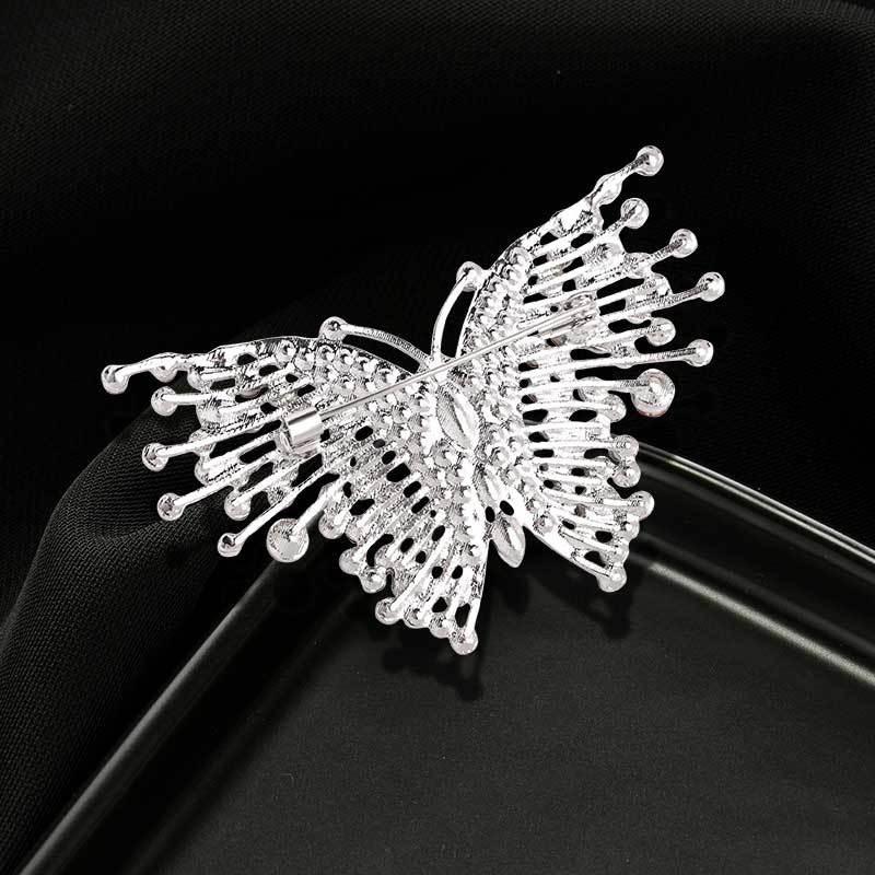 Vintage Alloy Diamond Colored Butterfly Brooch, Stylish High-end Corsage Accessories Women's Shoe Buckle Animal Pin