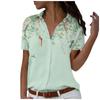 Women's Fashion Casual Printed Button Lapel Short Sleeve Shirt Tops Blouse