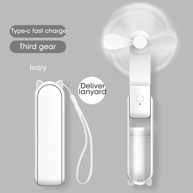 Mini Portable Foldable Fan USB Rechargeable 2000mAh Cooler Collapsible Handheld Desktop Fan Quiet for Home Office Desktop Fan