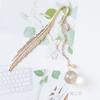 Alloy Feather Bookmark Dried Flowers Pendant Book Marker Teacher Gift Student Stationery School Office Supply Escolar Papelaria