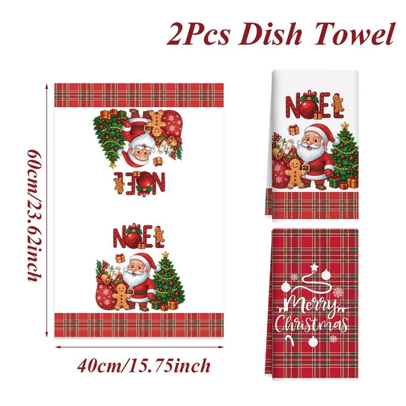 1Pc/2Pcs Christmas Kitchen Towels Merry Christmas Gfits Xmas Santa Claus Dish Towel Navidad Natal New Year 2026 Home Decoration