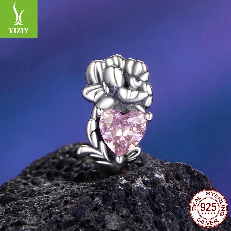 Twelfth Birthstone Flower Silicone Beads 925 Sterling Silver Diy Beaded Bracelet Accessories Bead Separator