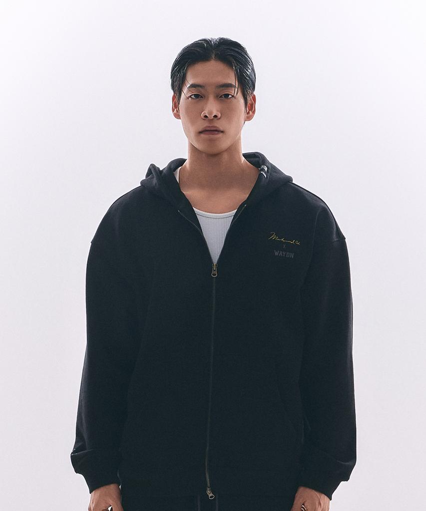 Waydn [Ali] The Greatest Oversized Zip-Up Hoodie Black