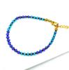 Natural Blue Ethiopian Opal Beaded Bracelet with Black Onyx | October Birthstone Jewelry