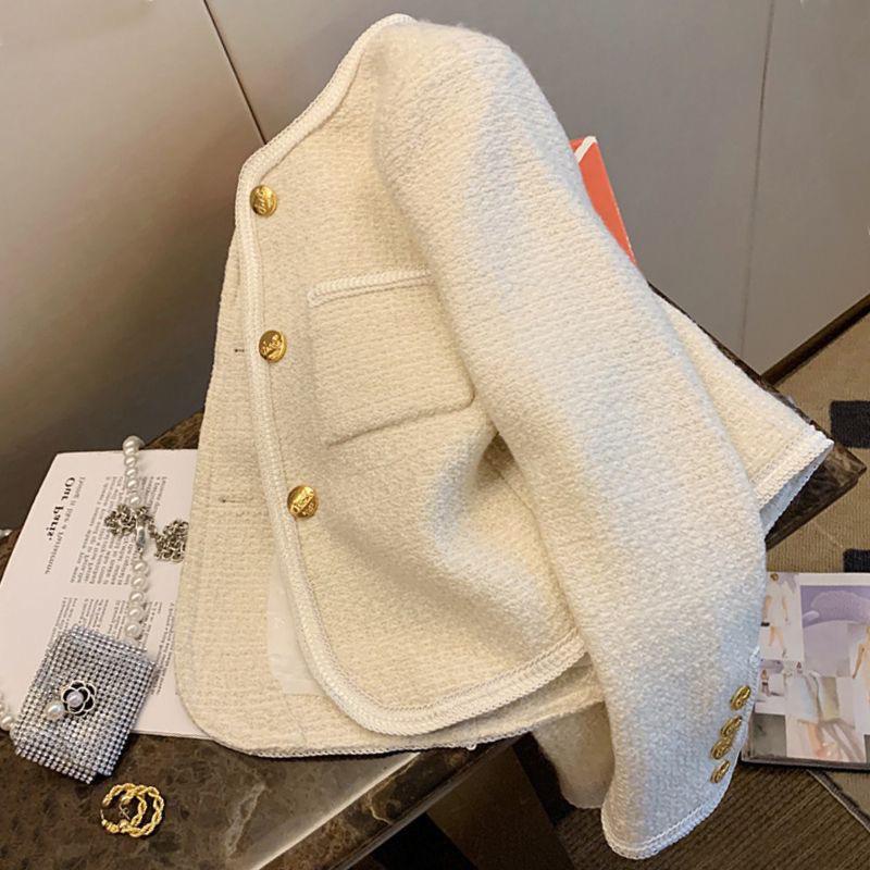 

Короткая черная шикарная женская куртка Осень Весна Утепленная Новинка Элегантное женственное пальто в костюмном стиле Пальто с длинным рукавом во всю длину XL