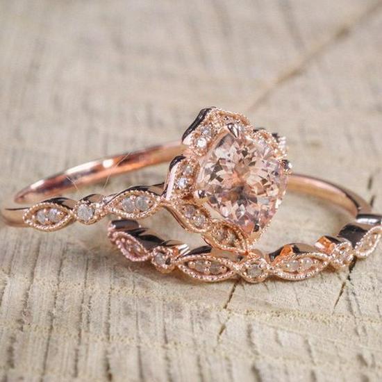 Sanjie 18K Rose Gold-Plated Square Ring Set with Zircon