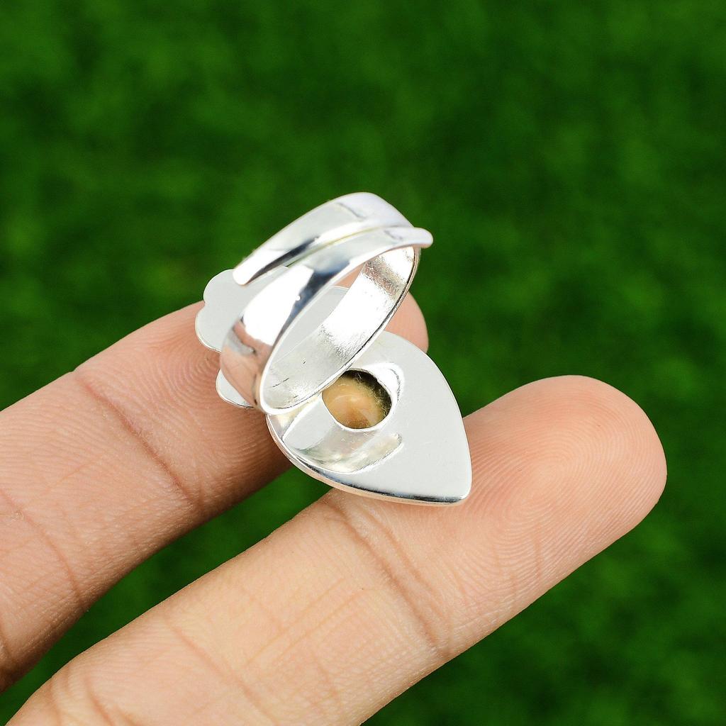 Gift For Her Natural Shiva Eye Shell Statement Flower Adjustable Ring 925 Silver