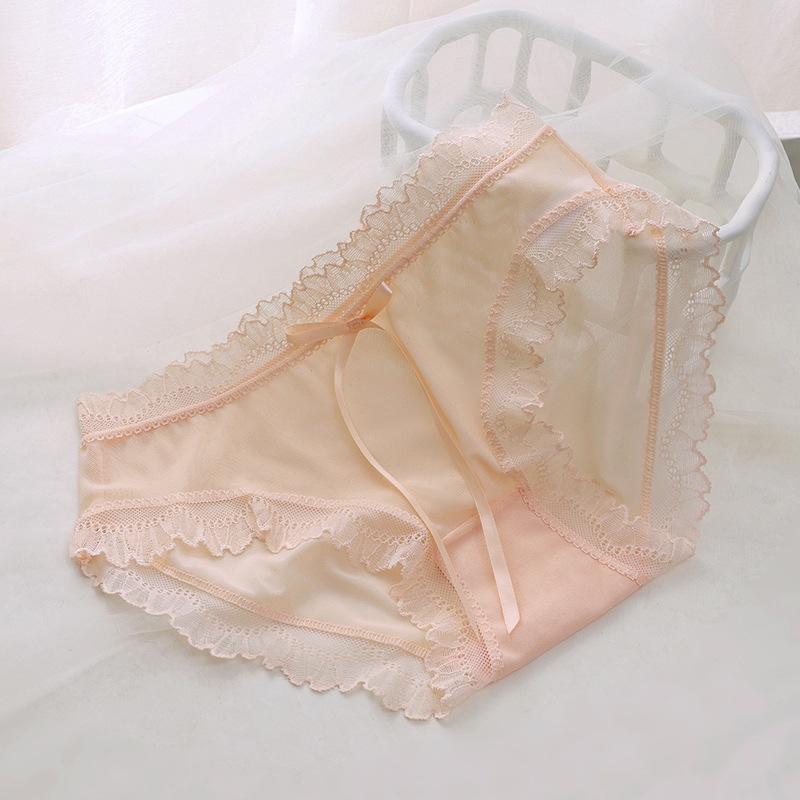 

Women s Summer Thin Ice Silk Cotton Crotch Breathable Non Trace Middle Waist Triangle Briefs L