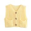 2025 Autumn/Winter Women's V-Neck Sleeveless Three-Button Knit Cardigan Vest