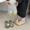 Fashion Versatile Casual Exquisite Flower Sequined Crystal Shoes Women's 2025 Summer New Outer Wear Jelly Shoes Cool Slippers