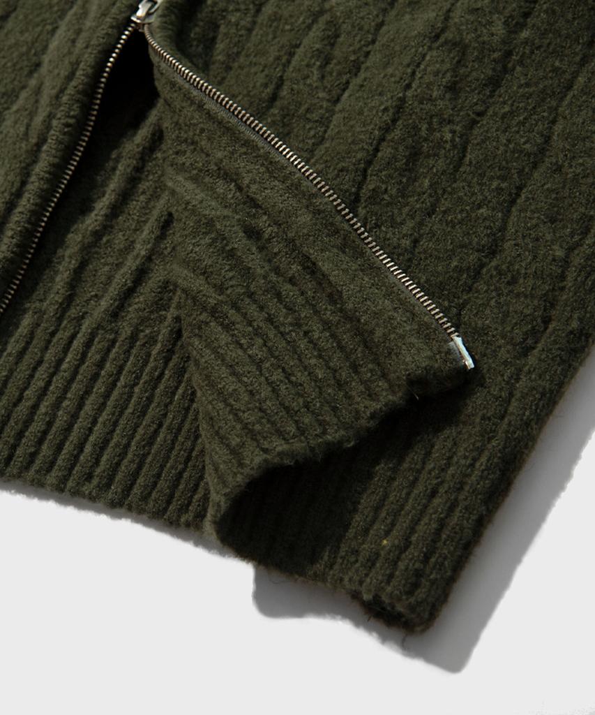 UNLC Solid Cable 2-Way Zip-Up Knit