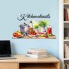 Naklejki ścienne z owocami i przyborami kuchennymi, Usuwalne, Antystatyczne, Wodoodporne, Samoprzylepne naklejki z PVC do dekoracji kuchni