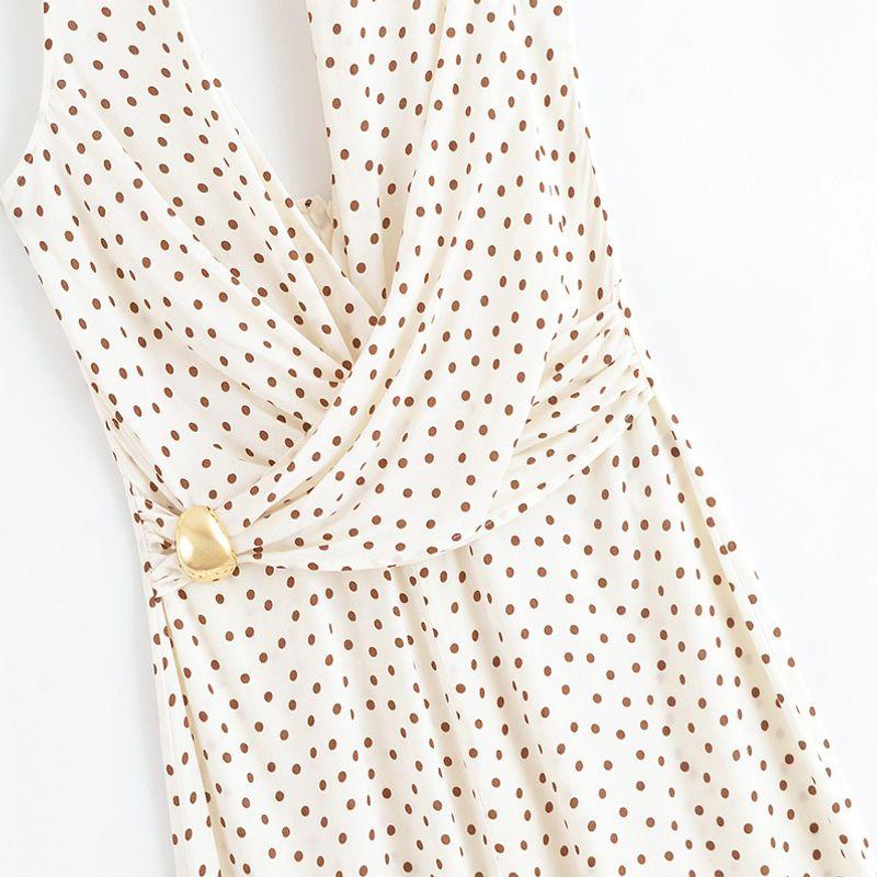 Kaslead New Women clothes Western Style Fashion Simple Polka Dot Hanging Neck Jumpsuit 2298166