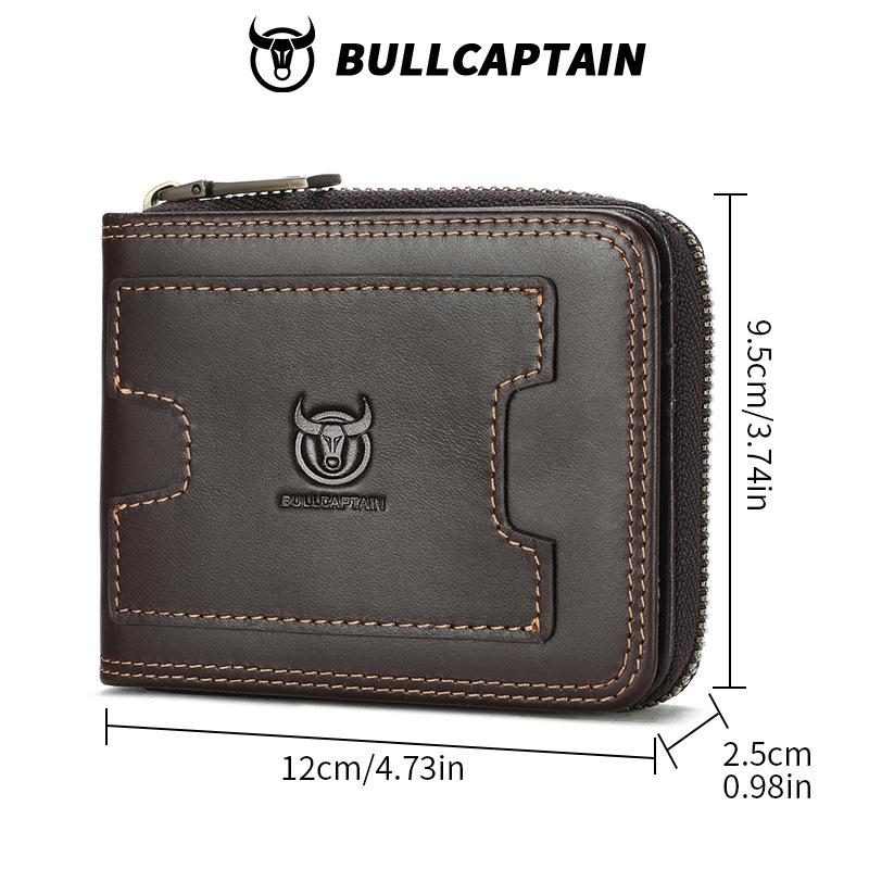 Leather Zipper Wallet, First Layer Cowhide Card Bag, 20% Off Us Dollar Wallet, Multi-Function