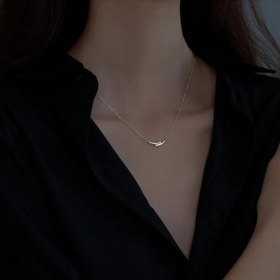 Collana in argento 925 con catena semplice per clavicola, ciondolo geometrico in zircone lucido, gioielli squisiti da donna, regalo di nozze