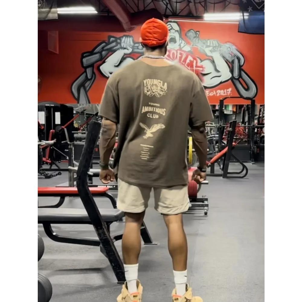 2024 Tričko Retro Sportovní Krátký Rukáv 2024 Pánské Gym Fitness Volné Tričko Oversized Pánské Bavlněné Oblečení Trička Streetwear