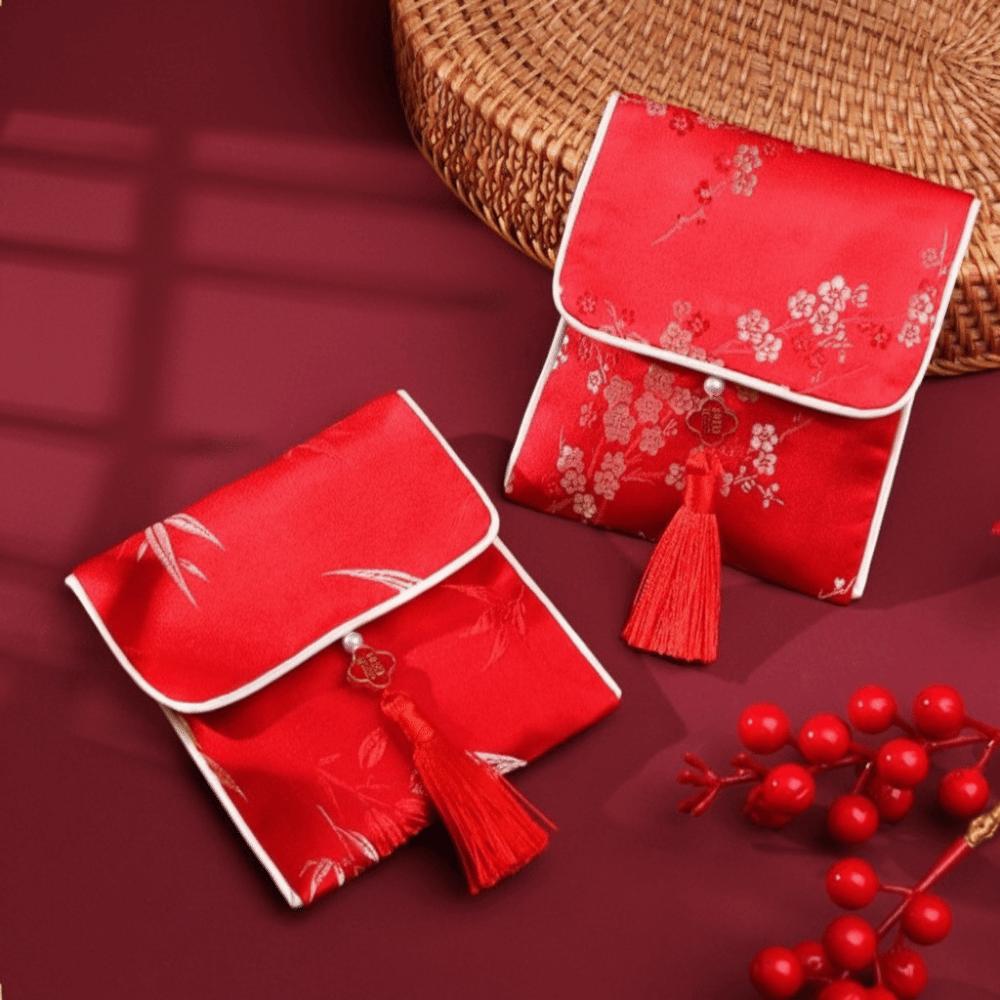 Spring Festival Brocade Red Envelope Tassel New Year Money Bag Money Pocket Lady Girls Women