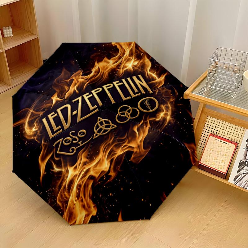 Led Zeppelin Druck 8?Rippen Automatischer Regenschirm Winddicht Leicht Faltbarer Regenschirm Für Reisen im Freien