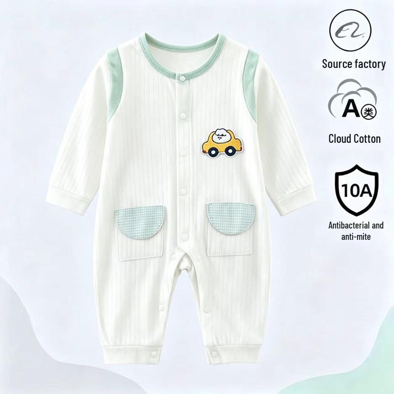 Unisex Baby Langarm Baumwoll-Strampler - Sommer Krabbel- & Hausanzug