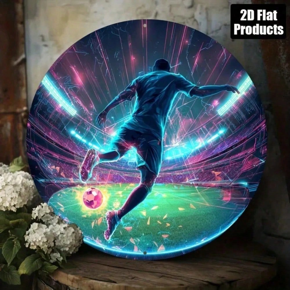 

Vintage Retro Soccer Metal Sign Wall Art Round Aluminum Decor 8x8 Inch For Man Cave Bar Home Kitchen 20x20 різнокольоровий