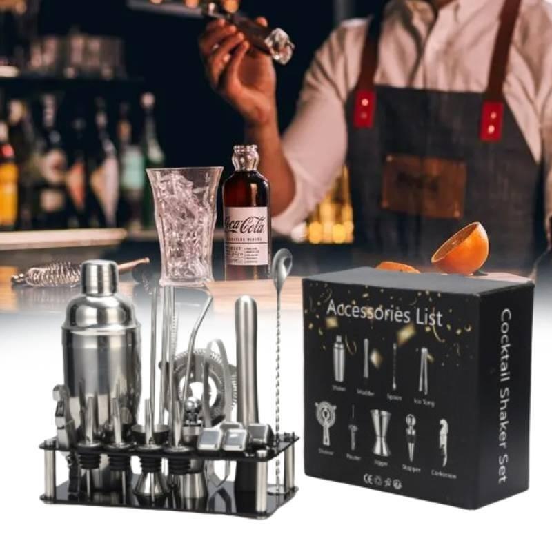 Modern Stainless Steel Cocktail Shaker Set With 25 Piece Bar Tools For Mixology