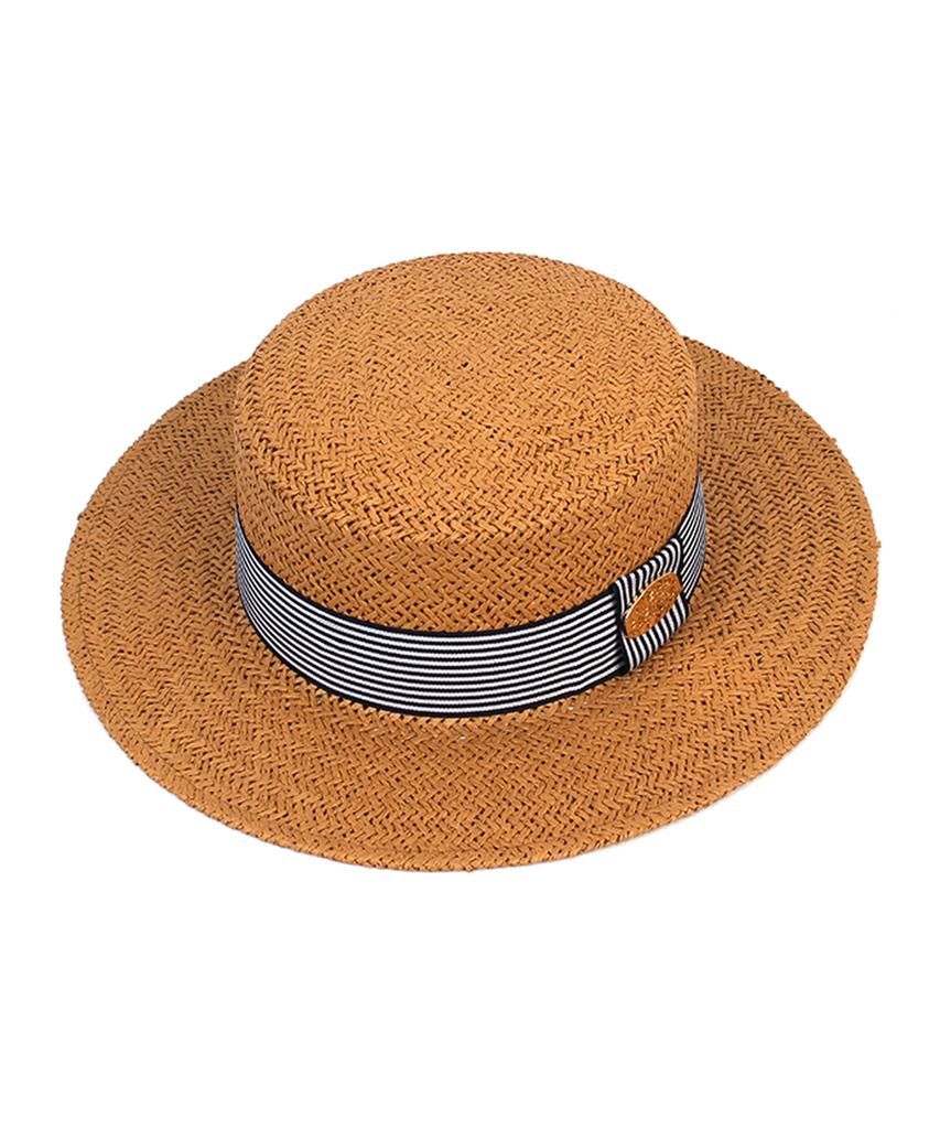 Stripe Line Brown Panama Hat