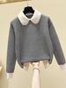 Women's Loose Pullover Sweater - 2024 Autumn Korean Doll Collar Style, Thick Knit