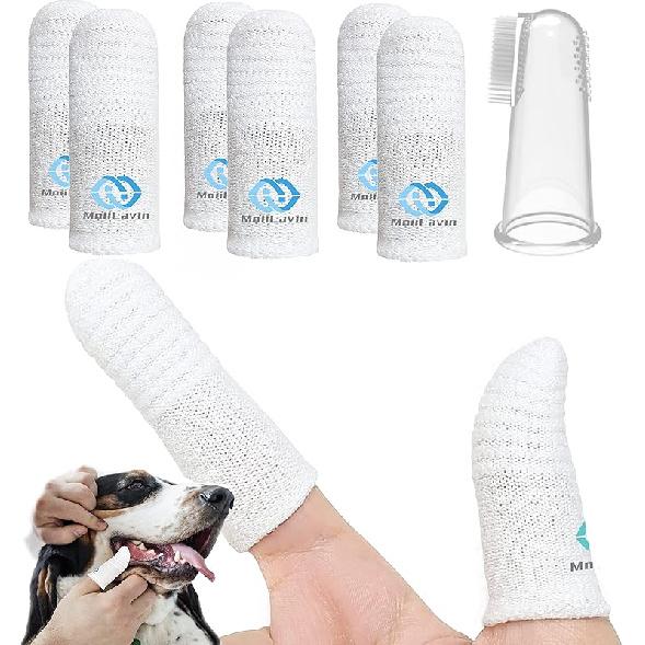 Pet Toothbrush for Small to Large Dogs Cats,Soft High Grade Finger Toothbrush,Teeth Oral Cleaning,Dental Care, 1 Set for Two Fingers White (6) 6
