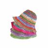 Summer rainbow straw bucket hat seaside vacation dopamine fashion sunscreen straw hat shade beach hat bucket hat