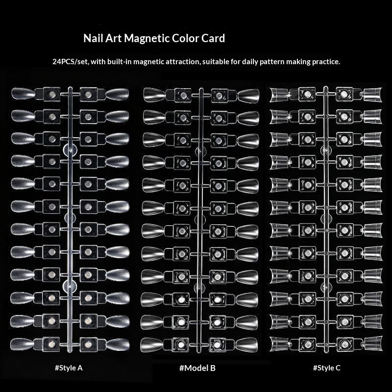 Magnetic False Nail Tip Color Chart 120Pcs Transparent Nail Polish Display Card for Manicure Practice Testing