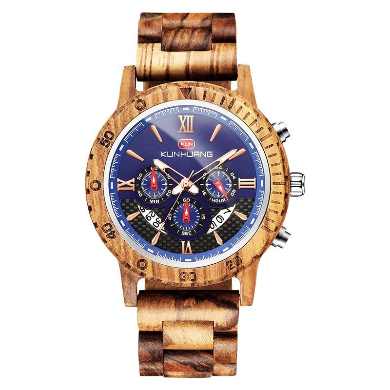 SCIONE Reloj de madera de lujo para hombre, analógico, de cuarzo