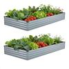 8x4x1ft 2 PCS Galvanized Raised Garden Bed Outdoor Planter Box Metal Patio Kit Planting Bed for Vegetables Flowers Herb Gray