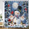 Cartoon snowman Shower Curtain Bath Curtain Santa Claus Merry Christmas Printed Bathroom Curtains for Home Decoration Curtain