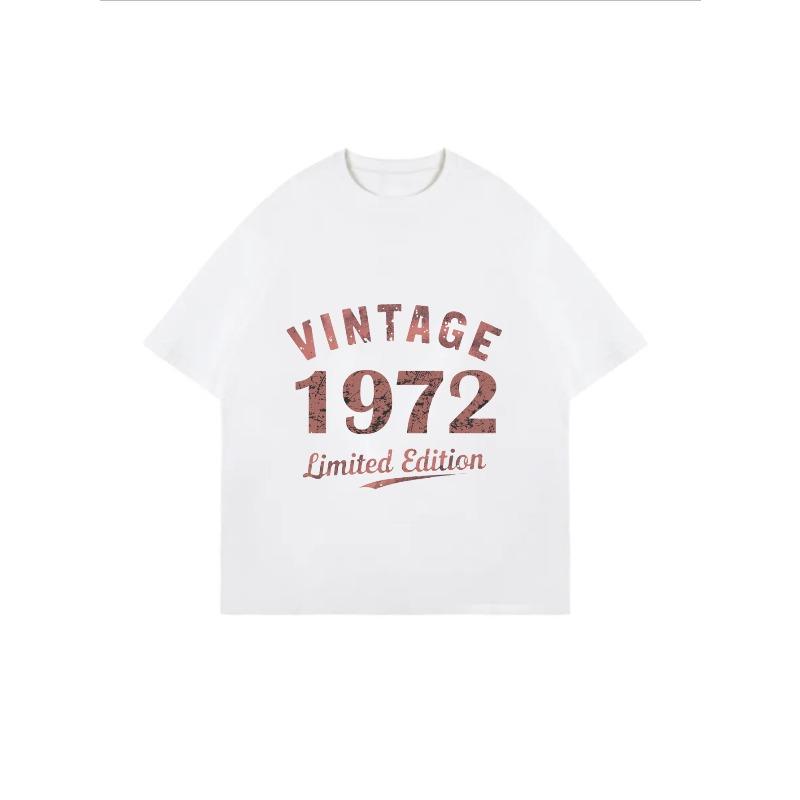 White Oversized T Shirt Vintage 1972 Limited Edition Print Casual Streetwear For Women Summer Fashion Top