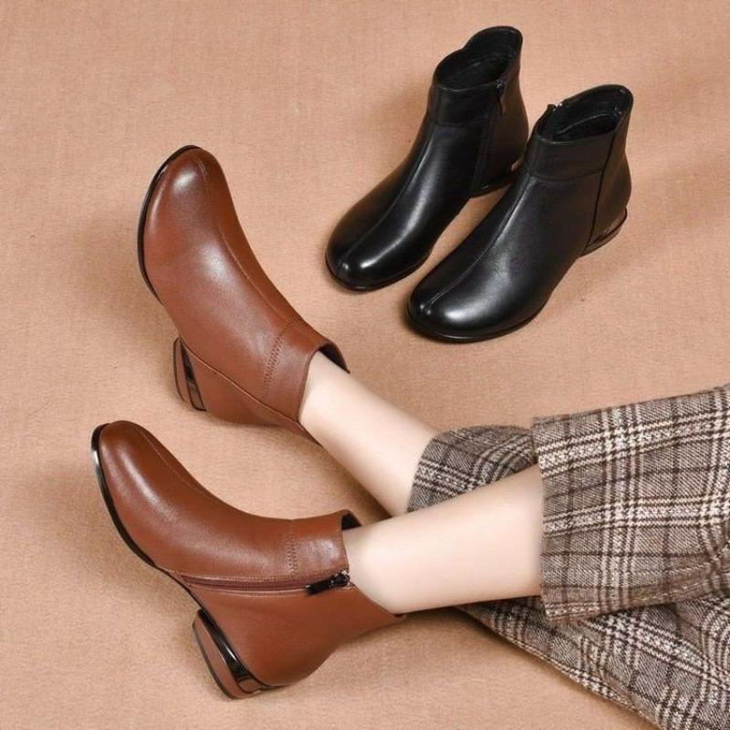 Zapatos planos, Botines de moda, Botas individuales nuevas para mujer, Botas nude de punta redonda, Botas de suela blanda