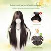 Natural Black Long Straight Wig with Bangs - Invisible Seamless Fit, Free Shipping