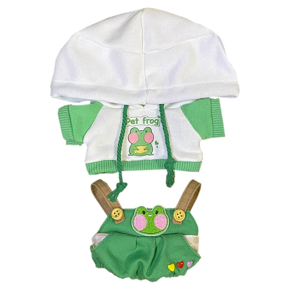 

niannyyhouse 20cm Plush Clothes Frog Puppy Lamb Penguin Hoodie Bib Pants Cotton Doll Accessories Dress-Up (a-1)
